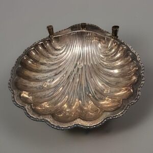 Lingard & Baker Antique Silver Plated Large‎ Clam Serving Bowl Footed Candelabra